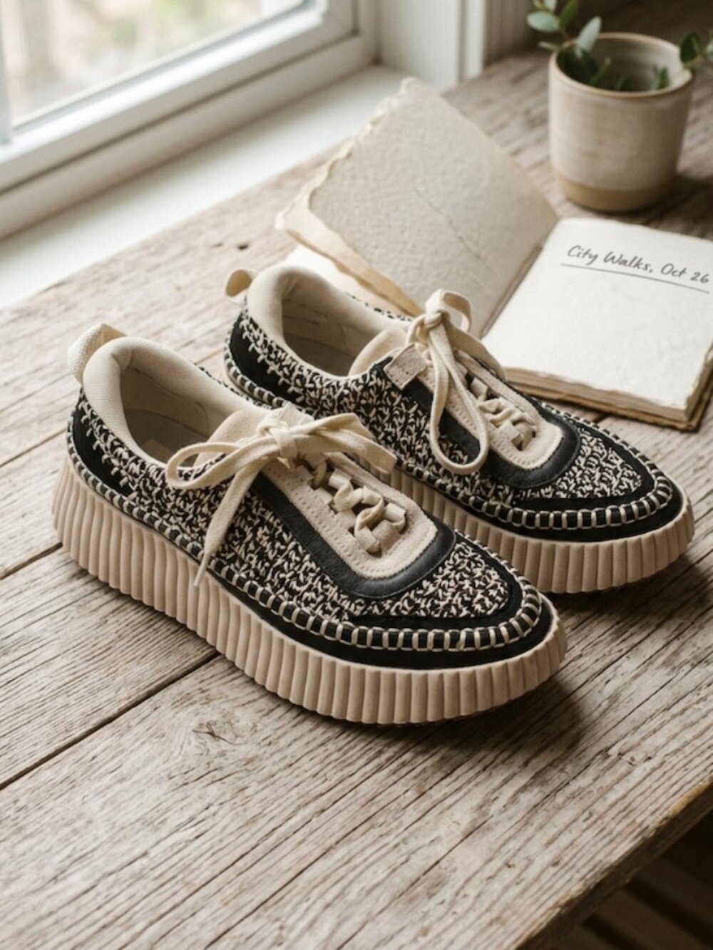 Dolce Vita Dolen Platform Sneakers Woven Knit Black White Size 8
